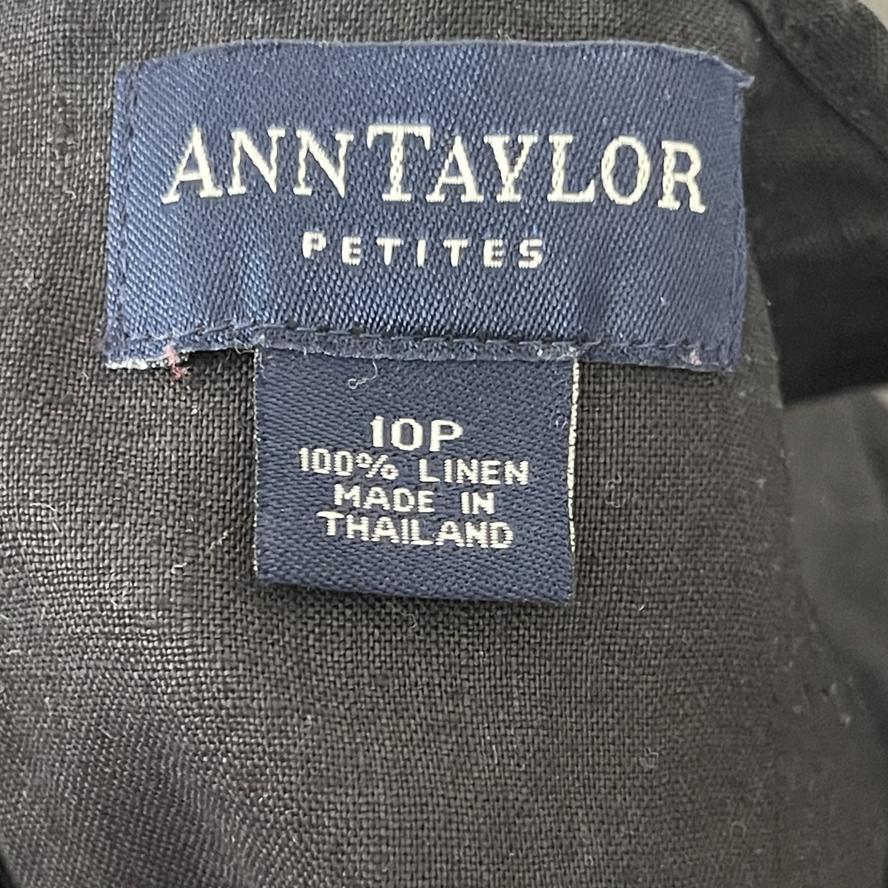 Vintage Ann Taylor Linen Dress Womens 10P Black Sleeveless Slits Minimal Modest - Picture 4 of 12